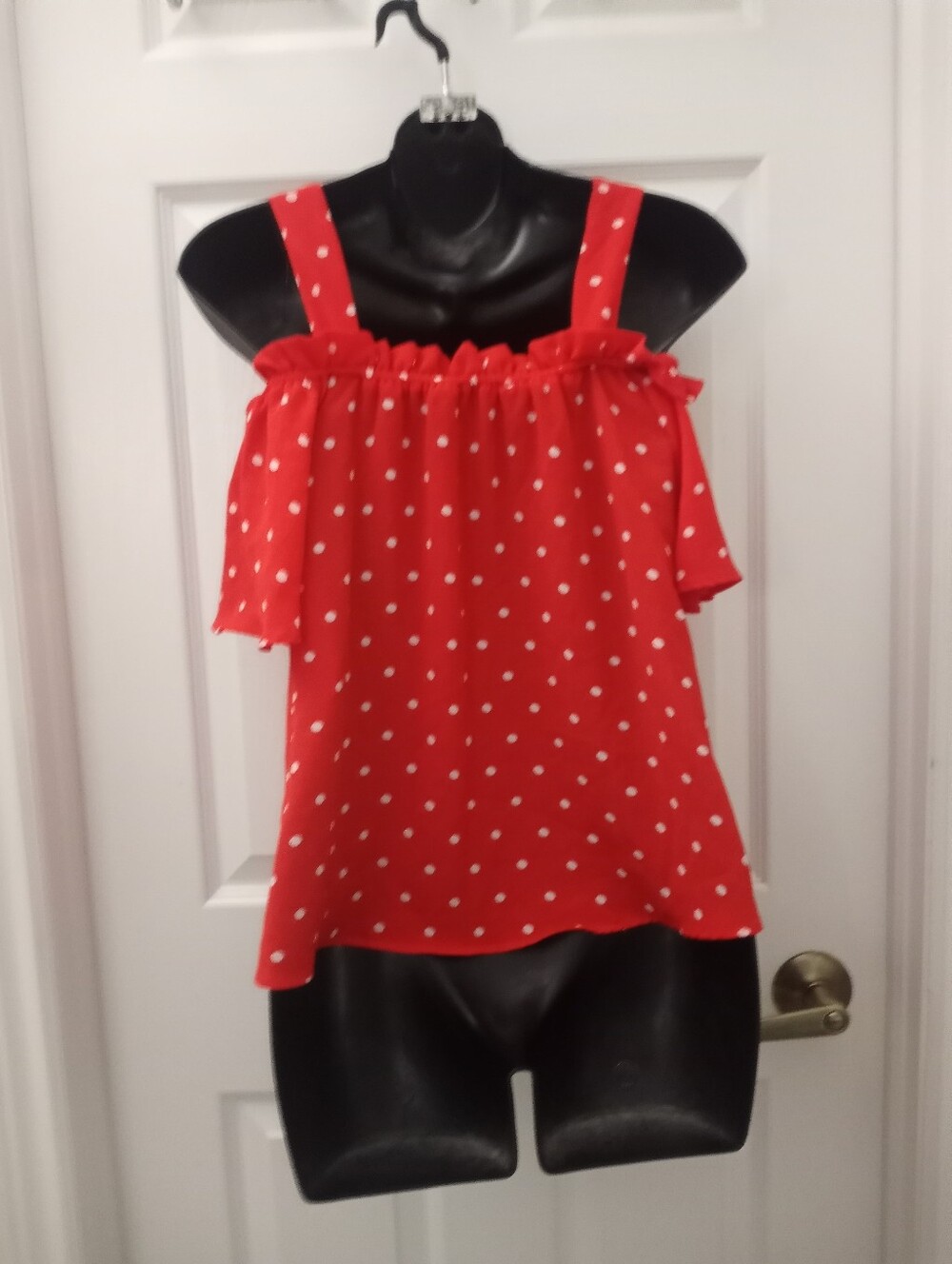 XS Primark Red Polka Dot Off-Shoulder Blouse - Picture 3 of 4